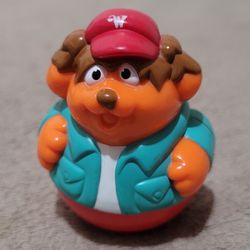 Vintage Playskool Weeble Wobble Puppy Dog Red Hat Hasbro 3”.
