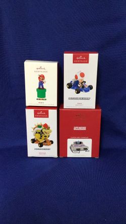 New Hallmark Ornaments Nintendo Counsel, Mario, Toad, Bowser Set