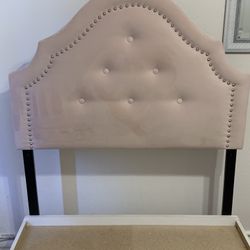 Twin Bed Frame With Padded Headboard  2 Drawers White
