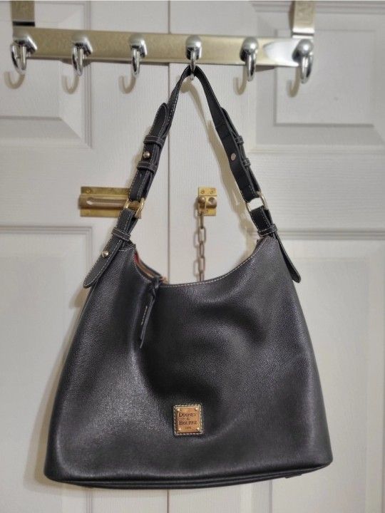 Dooney & Bourke Black Pebbled Leather Hobo Bag Purse