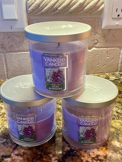3 small Yankee Candle lilac blossoms candles