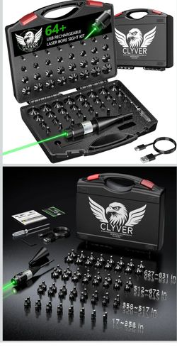 USB Rechargeable Laser Bore Sight Kit with 64 Adapters, Fit 0.17 to 12GA Calibers, Multipe Caliber Green Bore Sighter Laser Powerful Support for Hunti