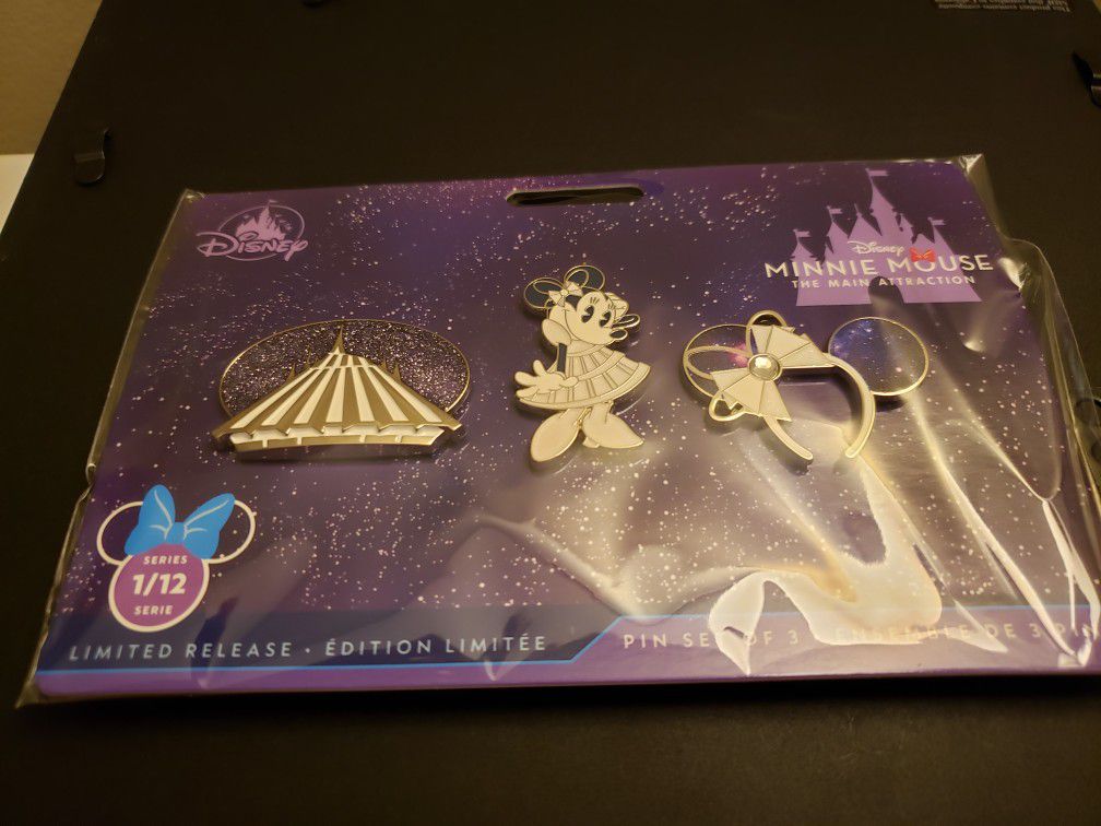 Disney Pin Trading Minnie Mouse The Main Attraction Space Mountain Pin Set