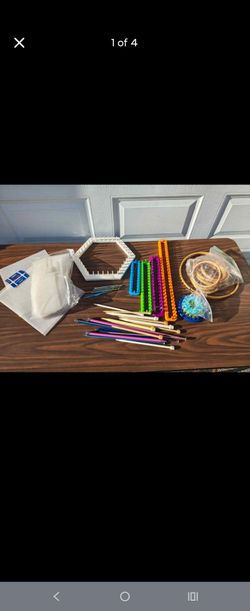 Vintage Craft Destash Lot: Love & Money Hexagon Loom, Wooden Hoops, Knitting Looms & Plastic Canvas