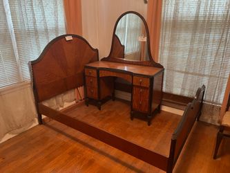 Antique Bedframe (full size ) matching. chair and