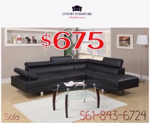 New black bonded leather sofa sectional