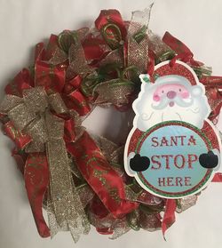 Merry Christmas wreath Santa stop here 20”