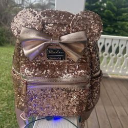 Disneys Loungefly Rose Gold Sequined Backpack