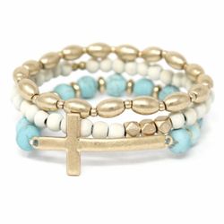 *SALE* Multi Strand Bead Cross Stretch Bracelet *See My Other 800 Items*