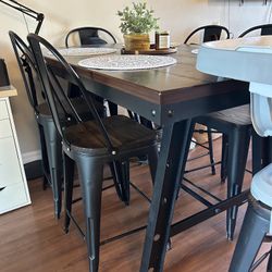 Industrial (solid wood) Kitchen Table + 6 Chairs