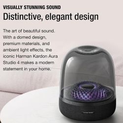 Harman Kardon Aura Studio 4 - Bluetooth Home Speaker - Superior Sound Performance - 5 Diamond-Effect Lighting Themes - Made with Recycled Materials