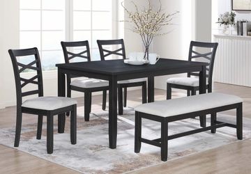 6-Piece Dining Set Table + 4 Chairs + Bench