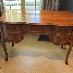 Mid Century Bassett Versailles French Provincial Vanity Desk, cherry