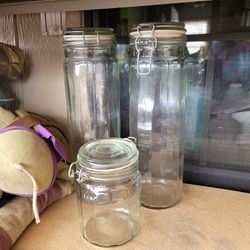 3 Jars W/lid Good Condition 