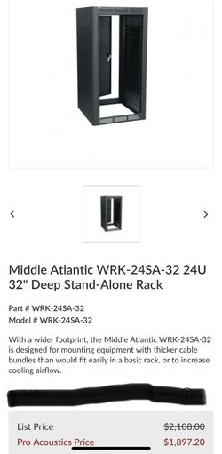 Middle Atlantic 32” Deep, Standalone Rack