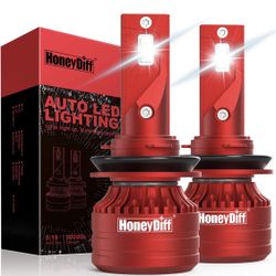 HoneyDiff H11/H9/H8 LED Headlight Bulbs 16000LM 6500K Cool White Automotive Headlight Bulbs Auto Led Headlight High Low Beam CSP LED Chips 2 Pack