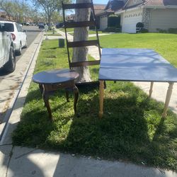 Various tables and shelves