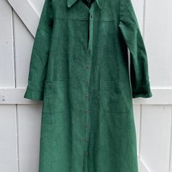 Vintage Bullock's Wilshire Suede Trench Coat green Sz 12-vintage Sz run Smaller