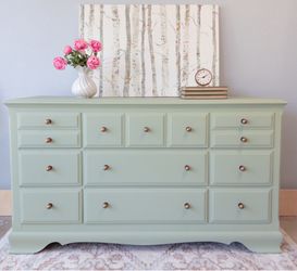 9 Drawer Birch Dresser, Sage