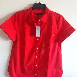 BRAND NEW, TOMMY HILFIGER SHIRT, RED/ SCARLET, SIZE M