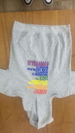 Gray Graphic Sweatpants with Rainbow Text