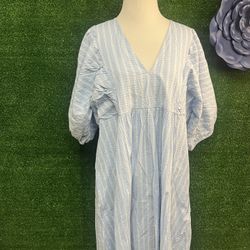 A New Day Blue And White Striped Dress Size Large NWT BRAND NEW 