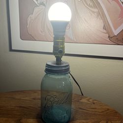 Antique Ball Mason Jar Lamp - Blue