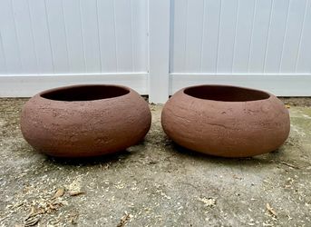 ULTRA RARE Pair of STAN BITTERS Hans Sumpf Ceramic HOSE POTS MCM Artisan Rimless Raw Design