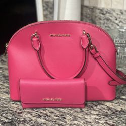 Pink Michael Kors Purse And Wallet 
