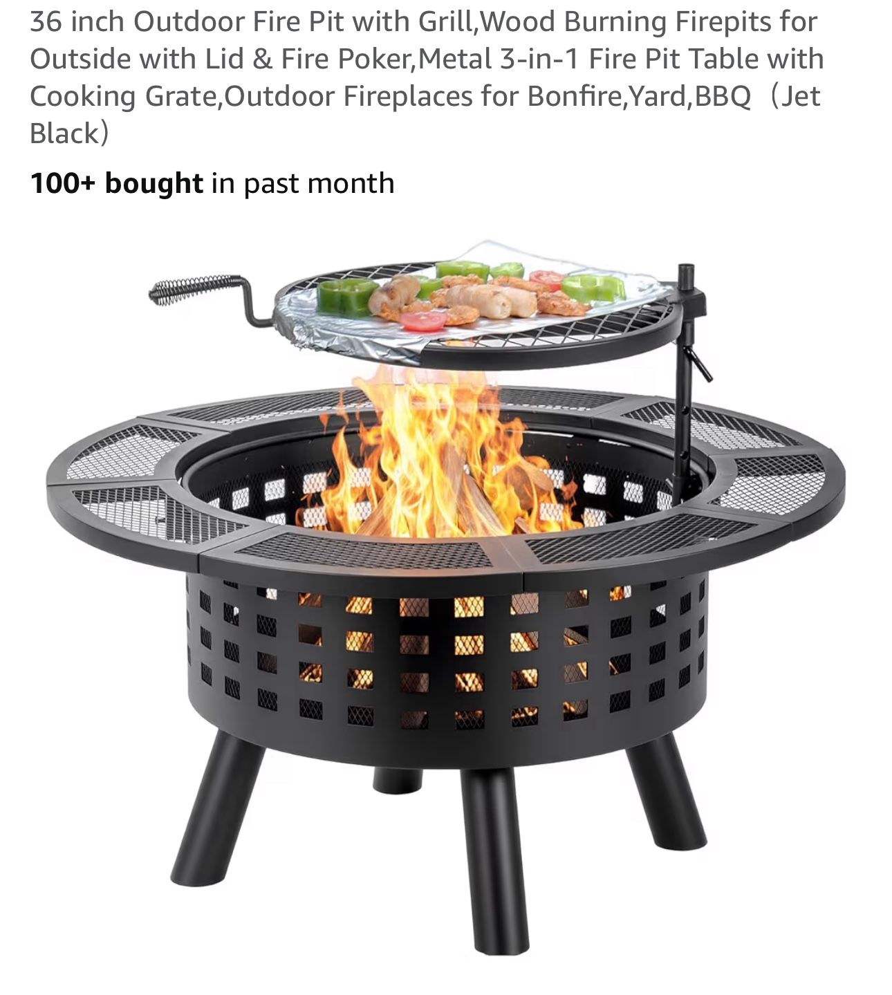 36 inch Outdoor Fire Pit with Grill