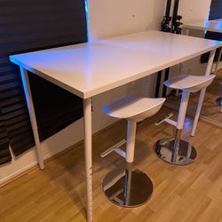 IKEA LAGKAPTEN Tabletop number 105.082.20) 63″ × 31 ½″ tabletop with Legs and Two Stools  