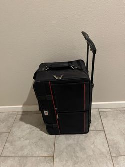 Vintage American Airline Canvas soft-sided Rolling Carry-on Suitcase, Black with red trim