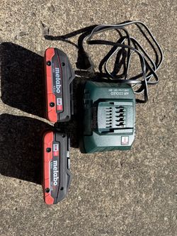 “Metabo 18V LiHD Batteries (2) + ASC 55 Charger – $120 OBO.”