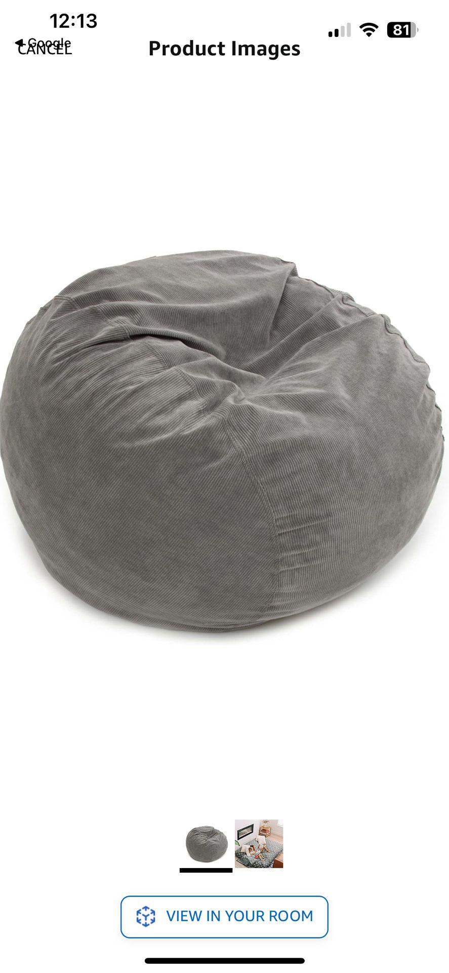 CordRoy’s Full Size Bean Bag Chair and Bed