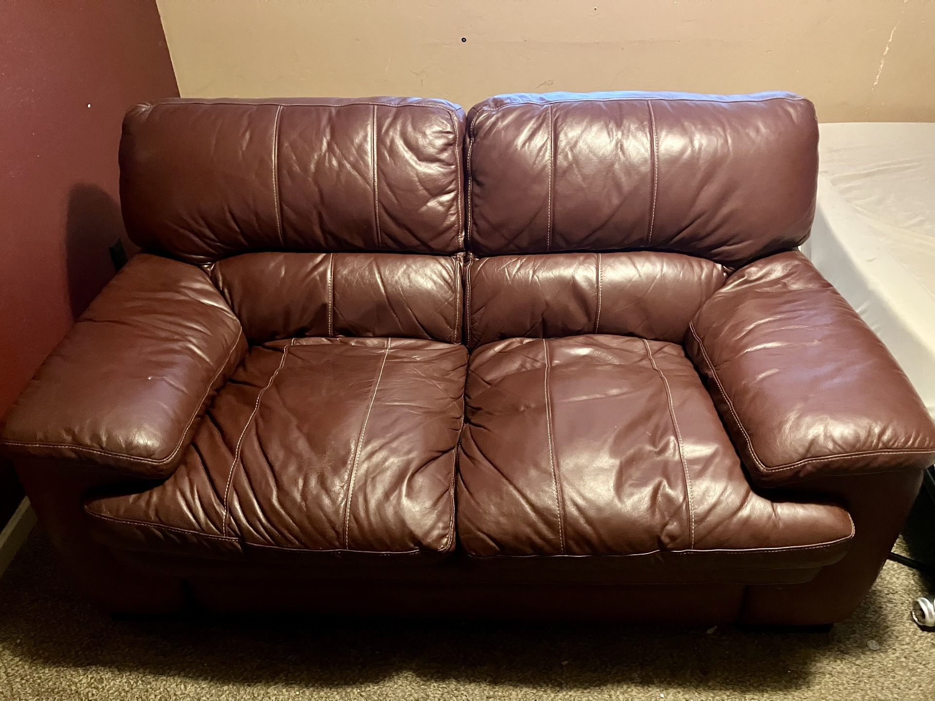 Leather Couch & Ottoman