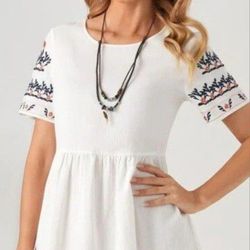 Women White Cotton  Dress New