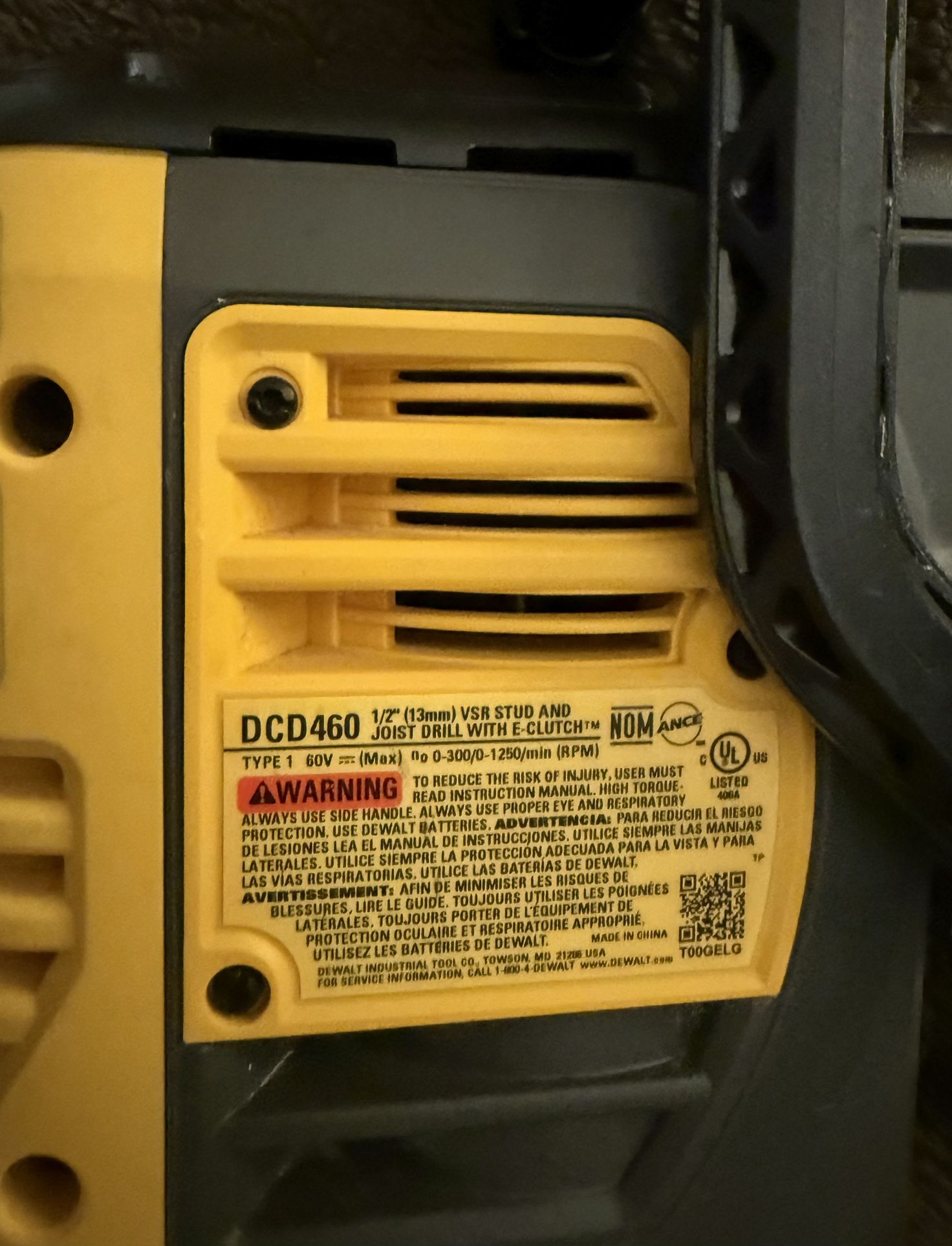 DeWalt FLEXVOLT 60V MAX VSR Stud and Joist Drill Kit with E-Clutch System Tool Only 