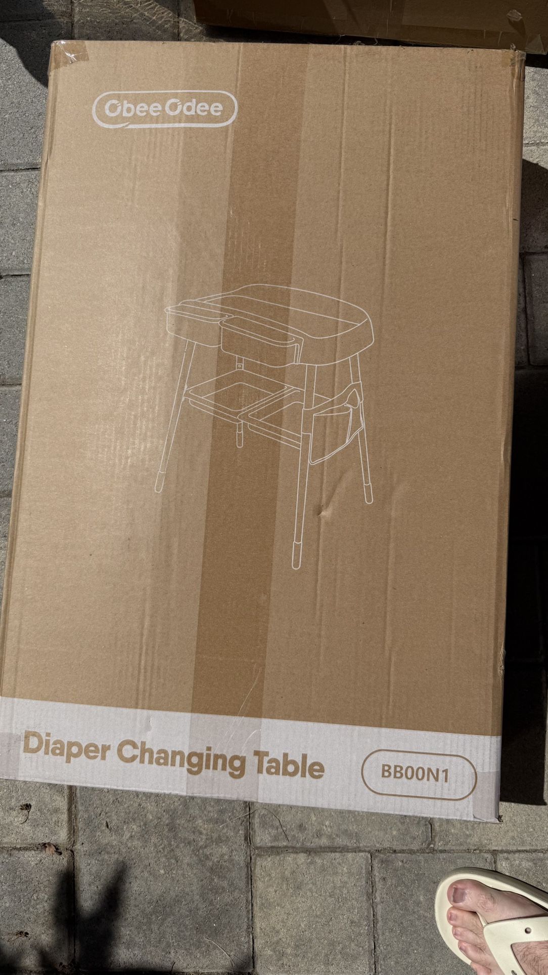 OBEEODEE Baby Changing Table Diaper Changing Table with Changing Pad Adjustable Height Changing Table with Nursery Organizer and Large Storage Rack fo