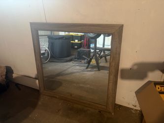 Square Wall Mirror with Wood Frame