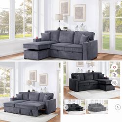 $380 sectional pull out bed with storage plus usb cup holder