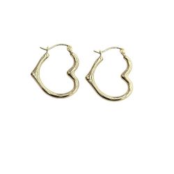 14kt Real Gold Heart Style Hoop Earring 