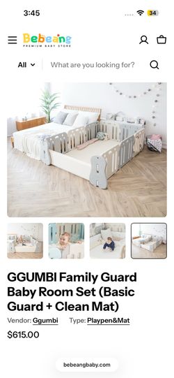 GGUMBI Family Guard Baby Playpen & Clean Mat Set – Excellent Condition