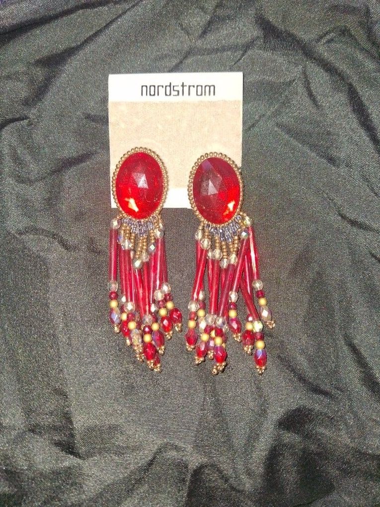 Red Beaded earrings 