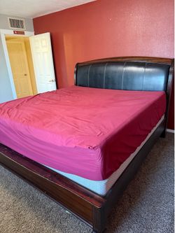 All wood king bed with mattress