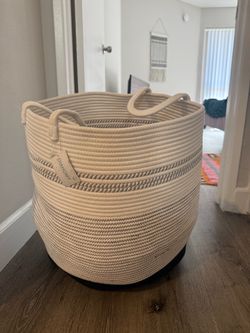 OIAHOMY 105L Large Cotton Rope Laundry Hamper – 25.6” Tall