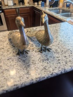 2 brass peacocks
