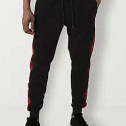 Mens Black Red Jogger Sweatpants With Pockets Akademiks Size XL