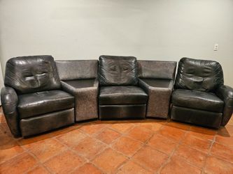 Thayer Coggin 5-Piece Modular Reclining Leather Sectional