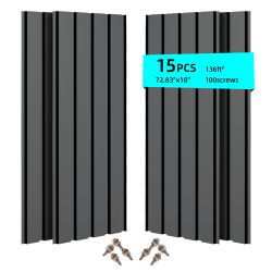 Metal Roof Panel Length 72.8IN Galvanized Roof Panels 15 PCS Waterproof Heavy Duty Metal Roof Panels for Outdoor House Storage Stables Patio Garages S
