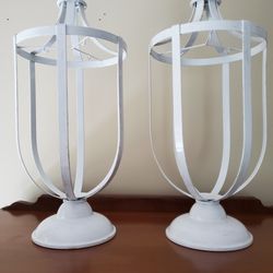 Large White Partylite Lanterns Set Of 2